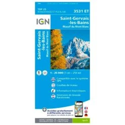 Carte IGN 3531ET Saint-Gervais-les-Bains, Massif Du Mont Blanc