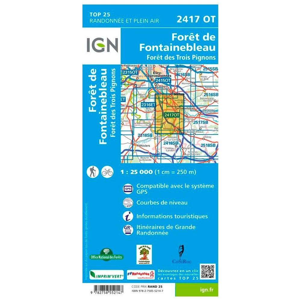 Carte IGN 2417OT Forêt De Fontainebleau, Forêt Des Trois Pignons – Image 2