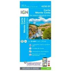 Carte IGN 4250OT Corte, Monte Cinto, Parc Naturel Régional De Corse