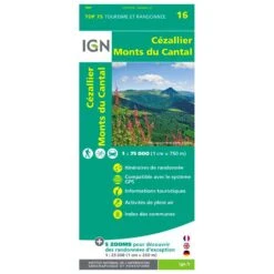 Carte IGN TOP75016 Cezallier Monts Du Cantal