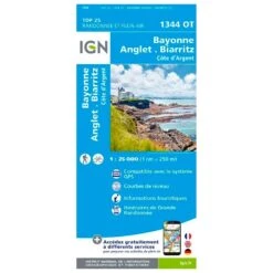 Carte IGN 1344OT Bayonne Anglet Biarritz Côte D'Argent