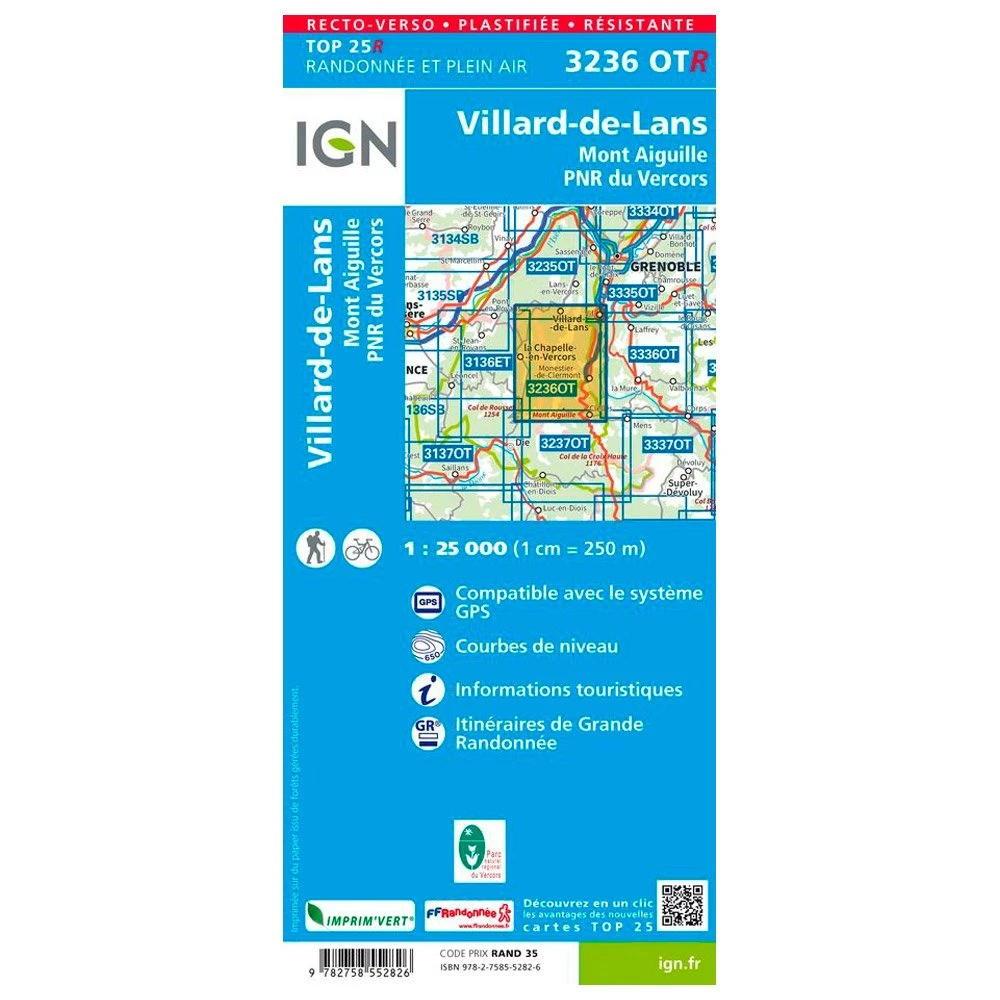 Carte IGN 3236OTR Villard-de-Lans, Mont Aiguille, PNR Du Vercors - Résistante – Image 2
