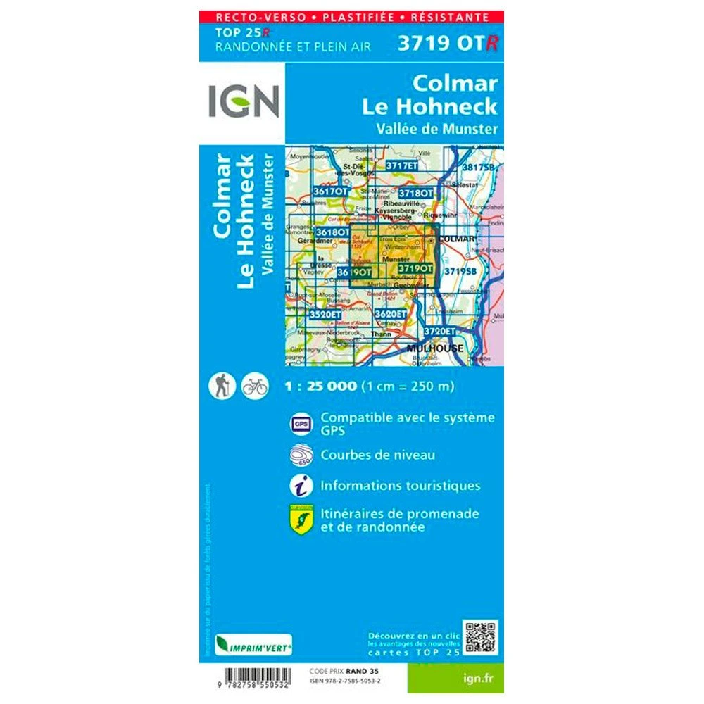 Carte IGN 3719OTR Colmar, Le Hohneck, Vallée De Munster - Résistante – Image 2