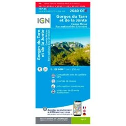 Carte IGN 2640OTR Gorges Du Tarn Et La Jonte, Causse Méjan, Parc National Des Cévennes - Résistante