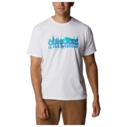 Tee-shirt De Rando Columbia M's Sun Trek SS Graphic Tee White / Blue Graphic