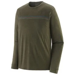 Tee-shirt De Rando Patagonia M's Long-Sleeved Capilene Cool Merino Graphic Shirt Fader Basin Green