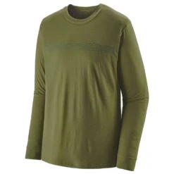 Tee-shirt De Rando Patagonia M's L/S Cap Cool Merino Graphic Shirt Fitz Roy Fader: Palo Green